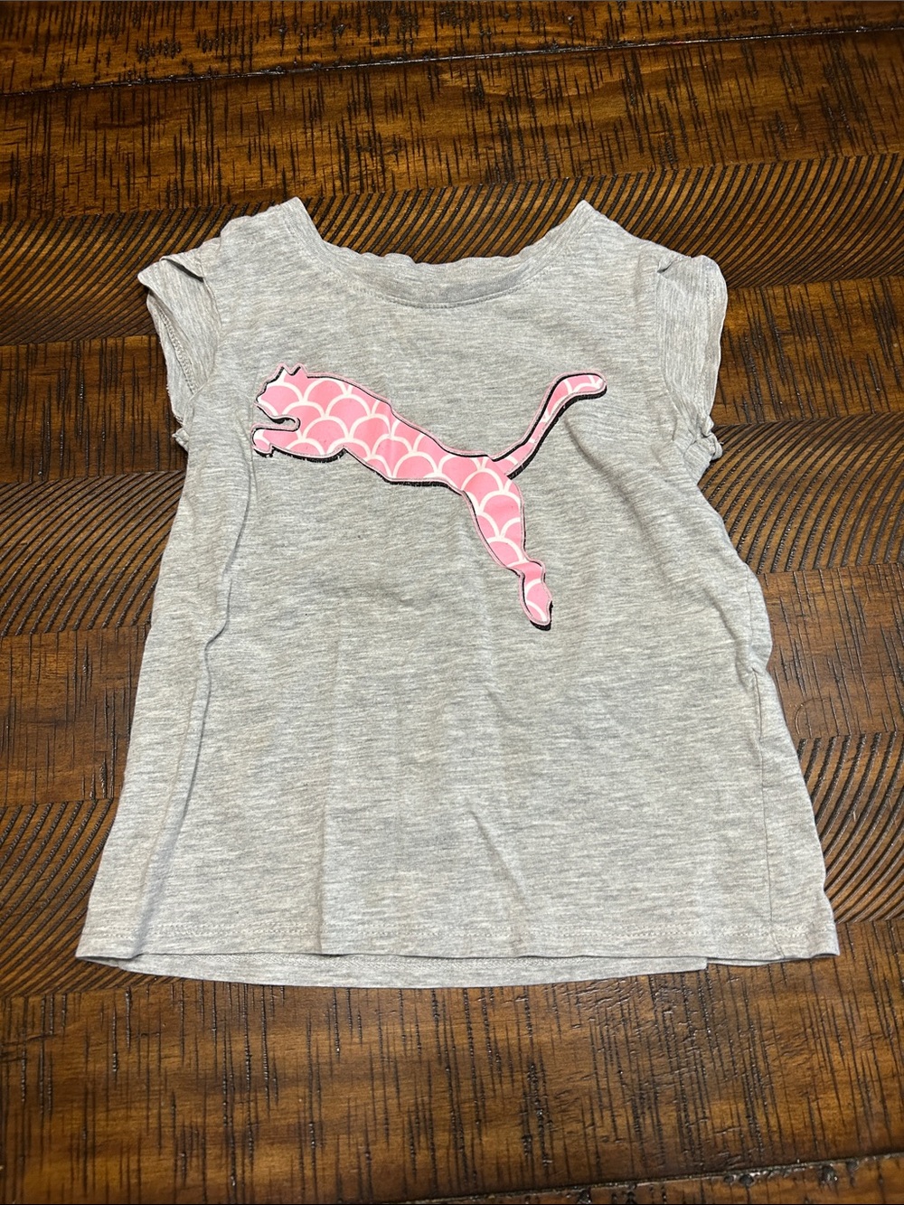 Puma Gray Short Sleeve Tee with Pink Logo